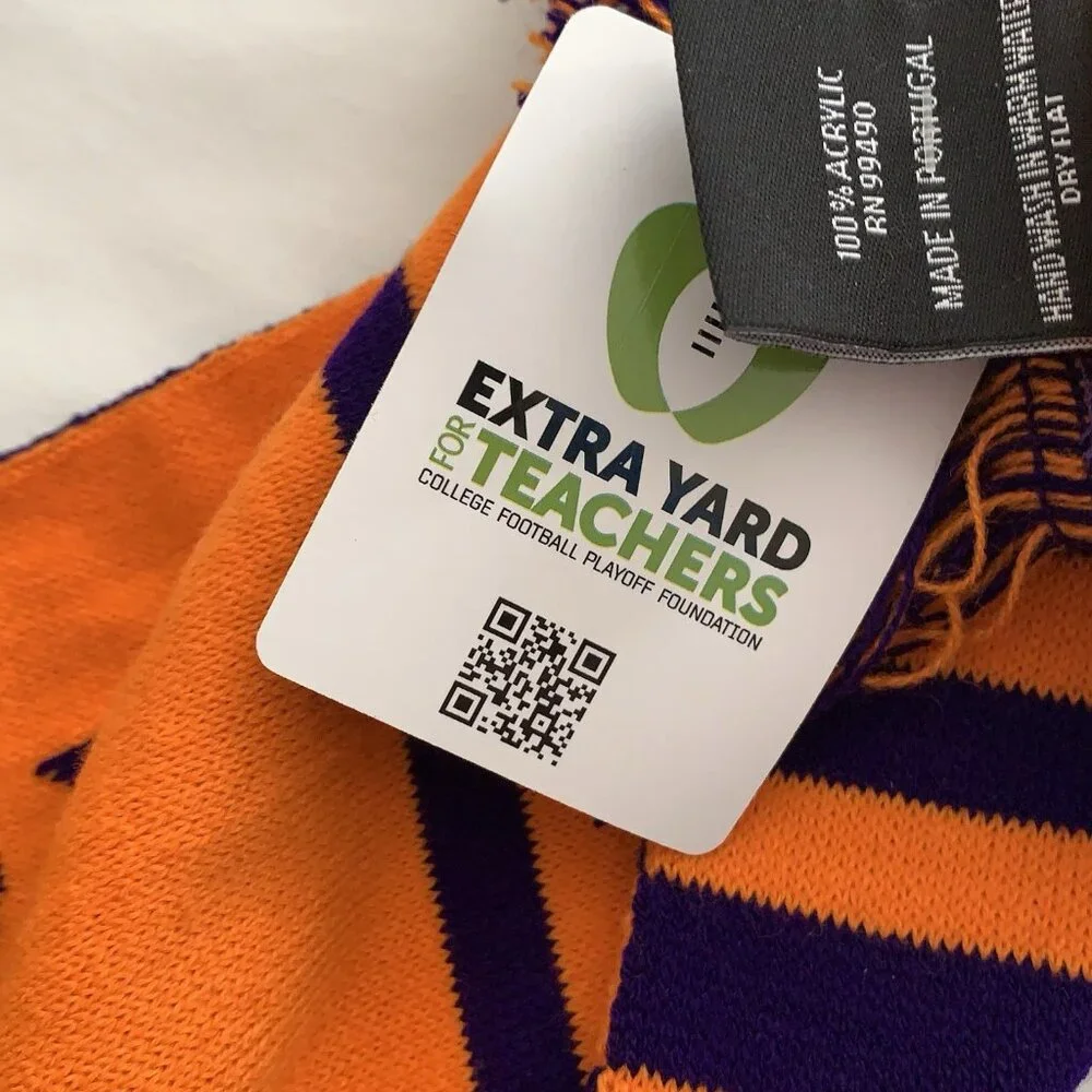 Taco Bell College Football Playoff Scarf Clemson Acrylic Orange Purple NWT